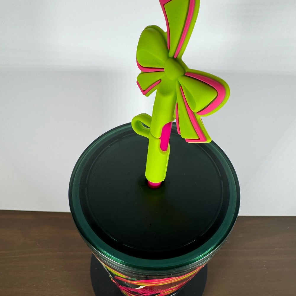 Starbucks 2023 Holiday Venti Tumbler 24oz Ornament Bow Straw Topper Cold Cup - Picture 5 of 12